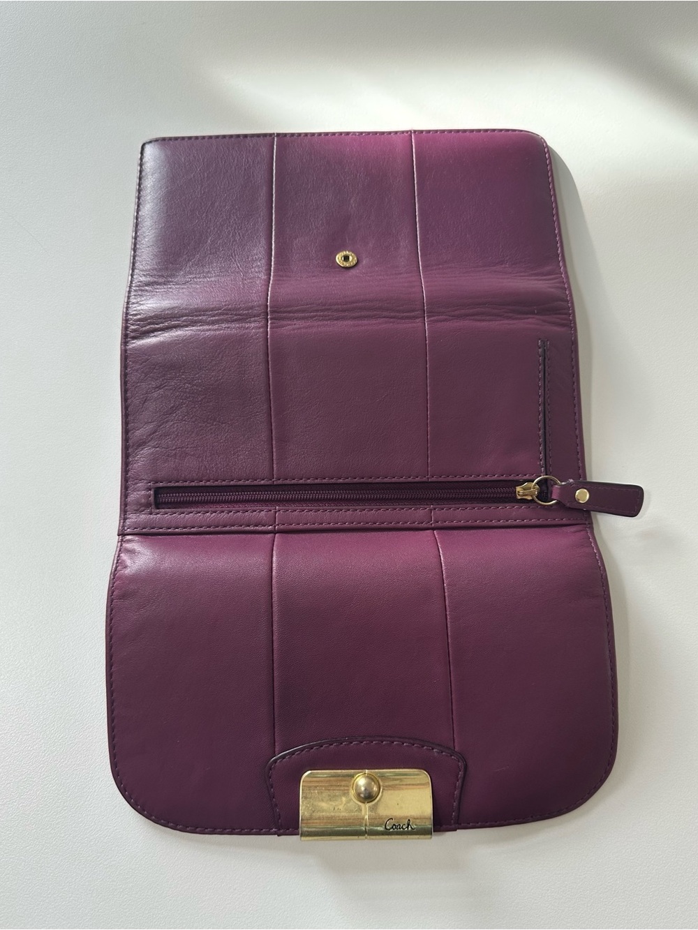 Coach Kristin Large Tri-Fold Wallet – Burgundy / Plum/ OBO - Picture 5 of 15
